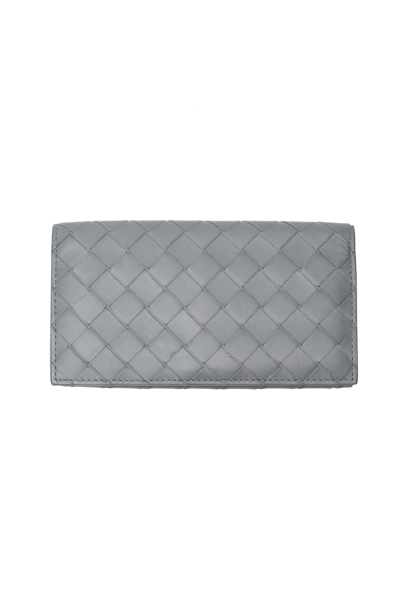 Bottega Veneta Grey Intrecciato Leather Long Wallet