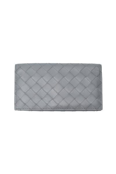 Bottega Veneta Grey Intrecciato Leather Long Wallet