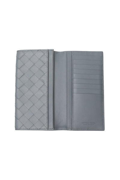 Bottega Veneta Grey Intrecciato Leather Long Wallet