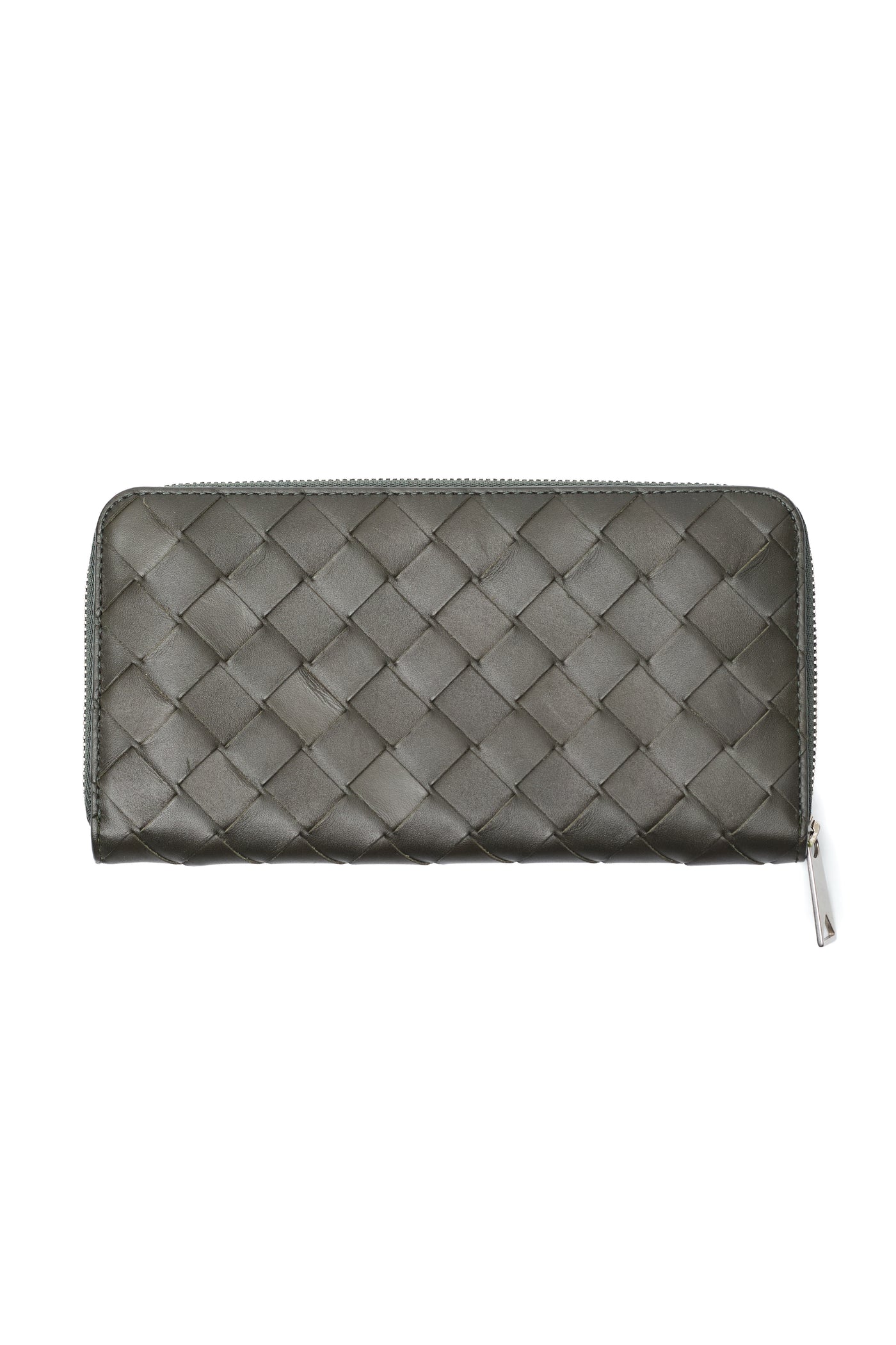 Bottega Veneta Green Intrecciato Leather Long Zippy Wallet