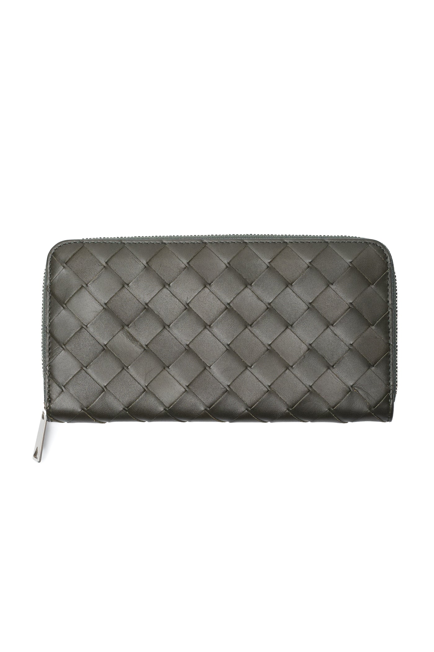 Bottega Veneta Green Intrecciato Leather Long Zippy Wallet