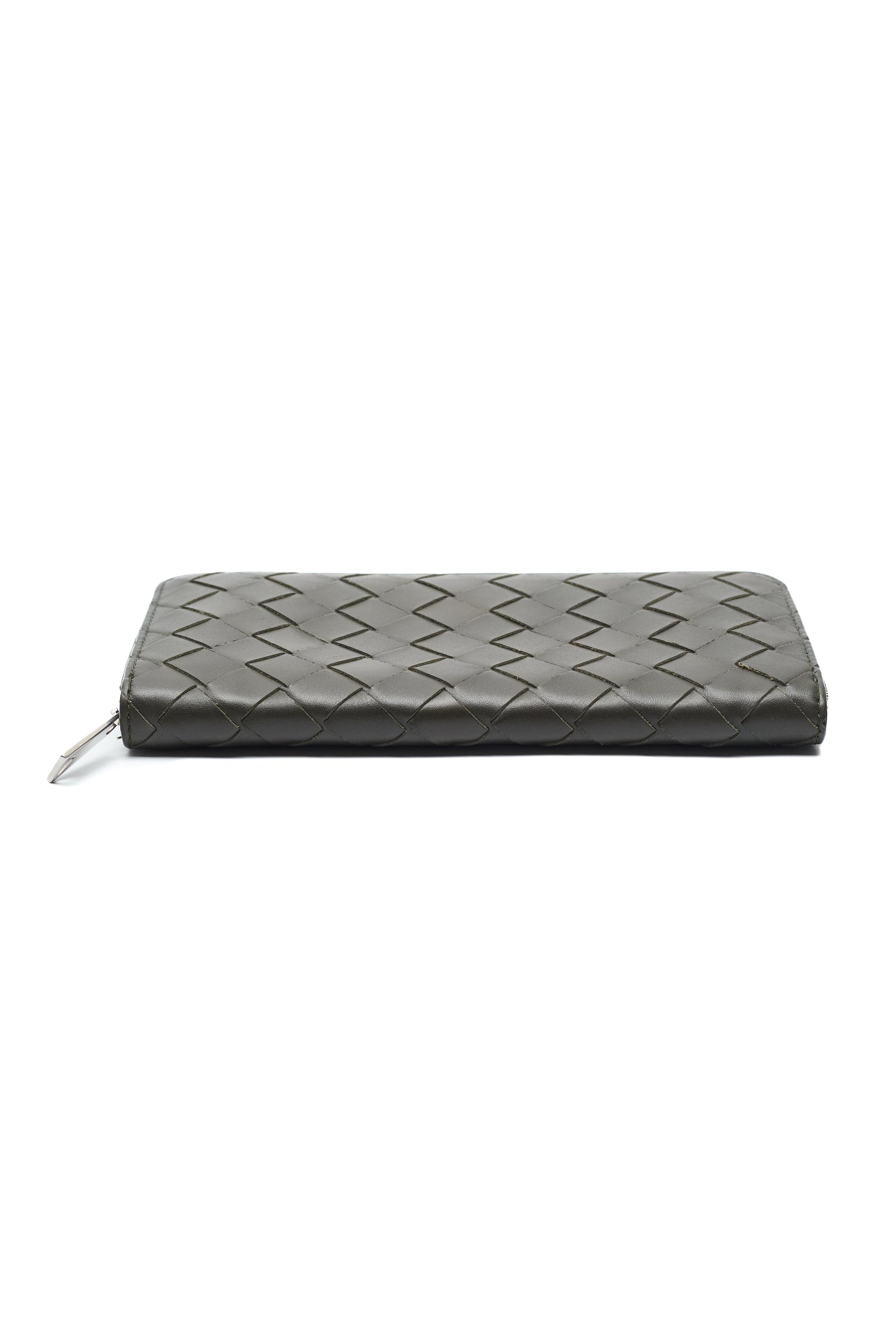 Bottega Veneta Green Intrecciato Leather Long Zippy Wallet