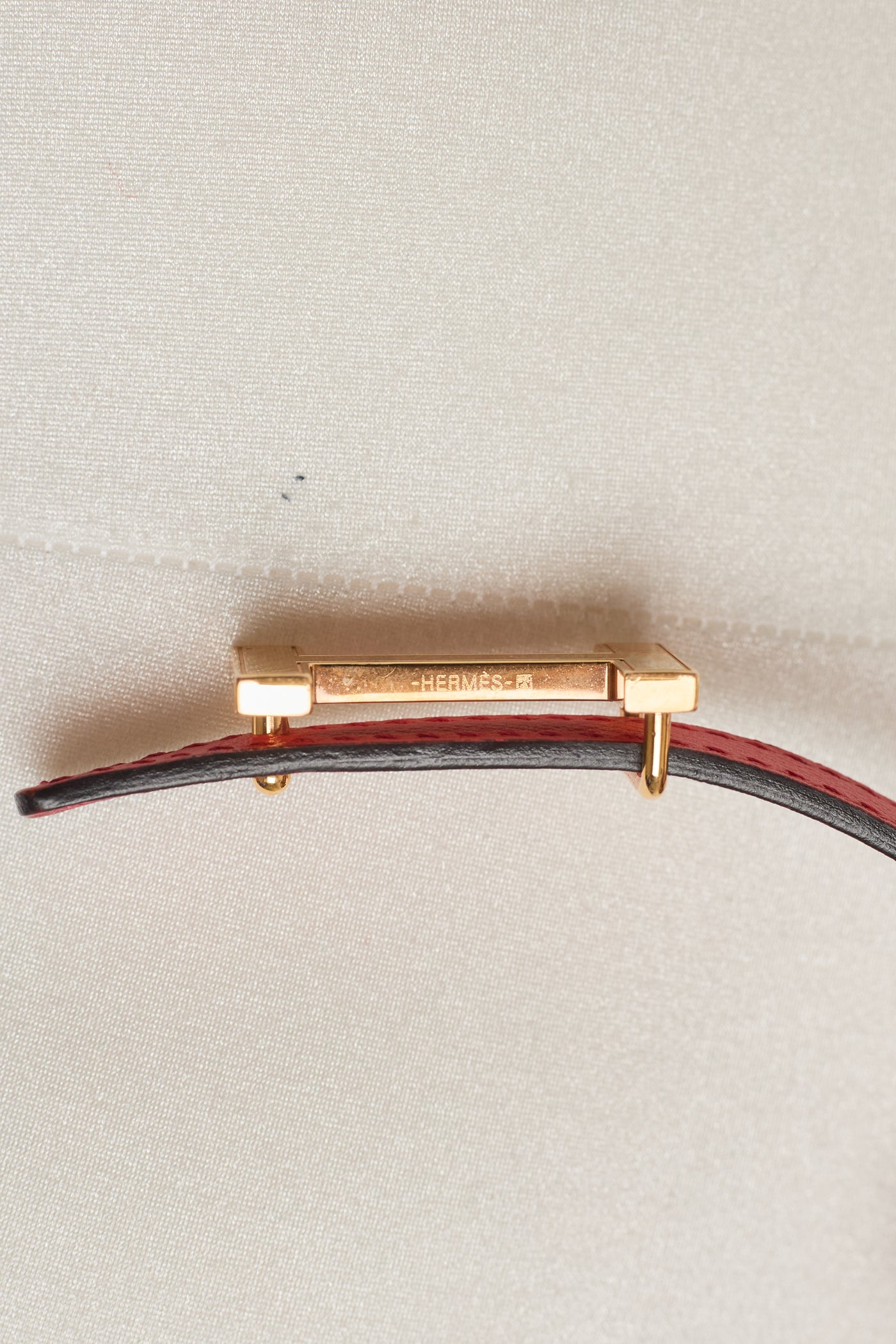 Hermes Red and Orange Skinny Epsom Leather Gold Buckle Belt 80