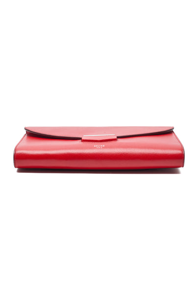 Celine Red Calfskin Trotteur Clutch