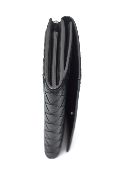 Bottega Veneta Black Intrecciato Leather SHW Long Wallet