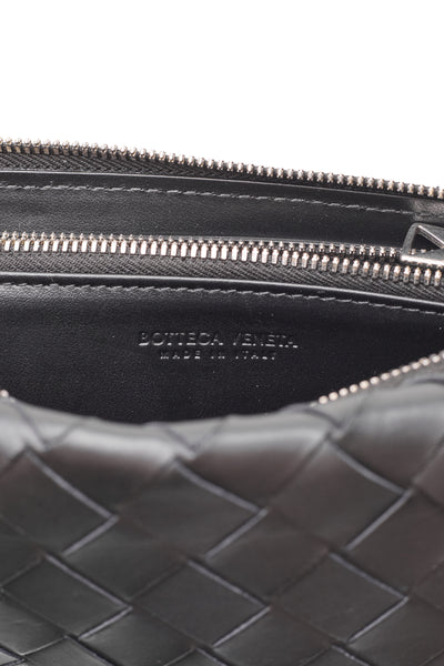 Bottega Veneta Black Intrecciato Leather SHW Long Wallet