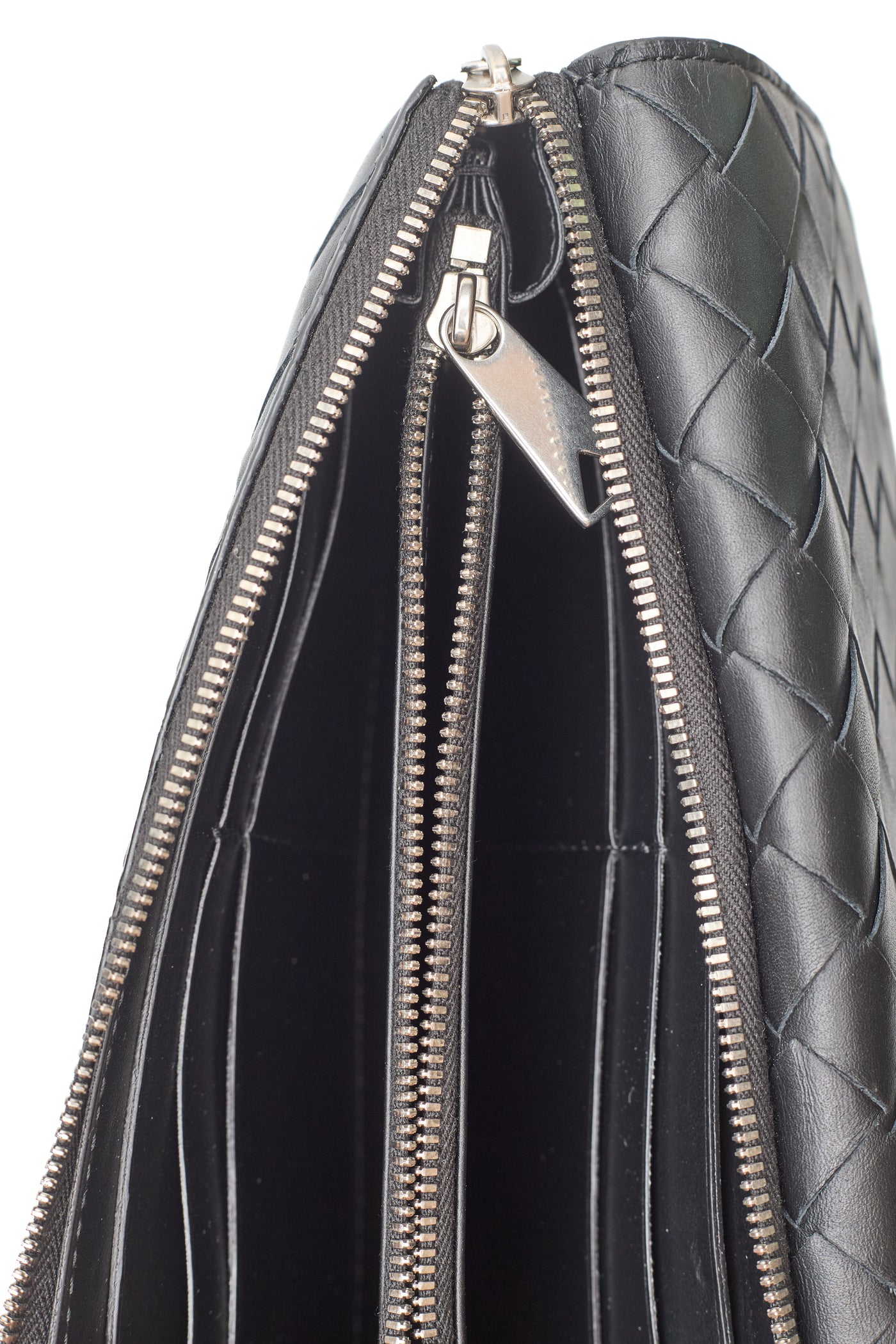 Bottega Veneta Black Intrecciato Leather SHW Long Wallet