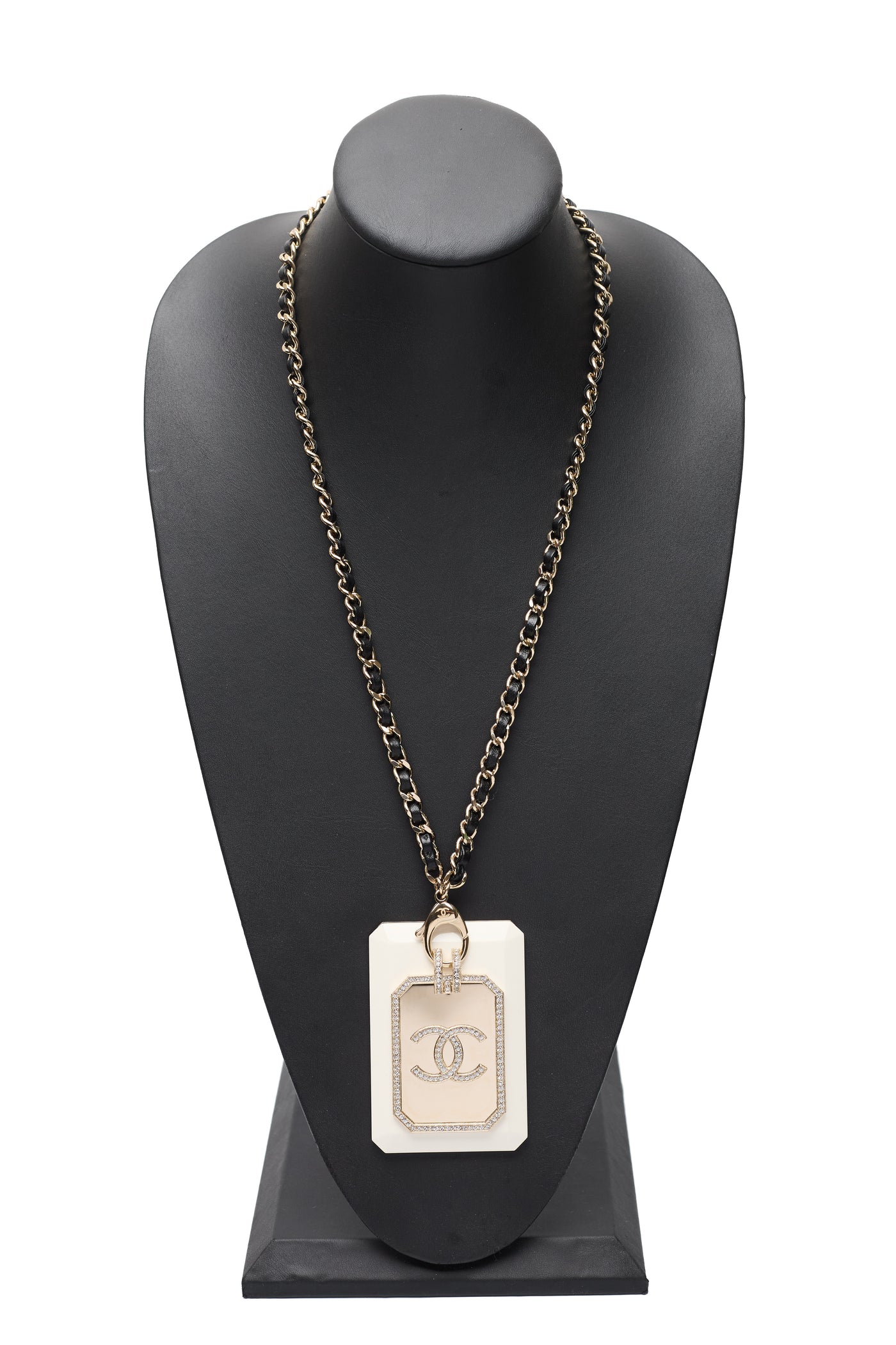 Chanel Chain Link and Leather XL CC Pendant Necklace