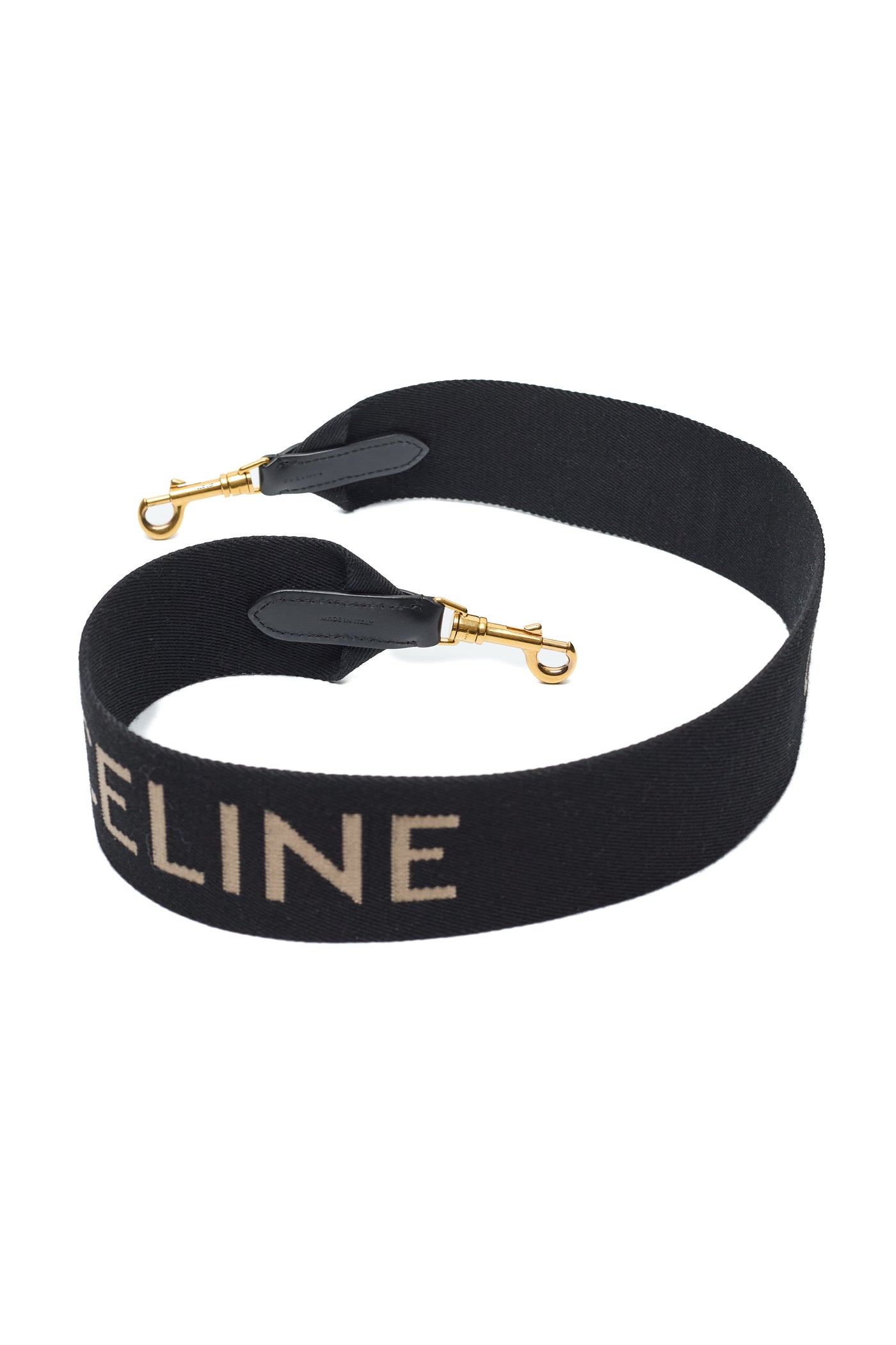 Celine Black Canvas Logo Strap
