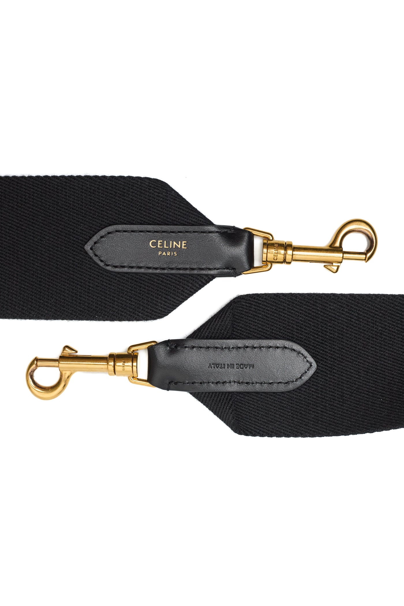 Celine Black Canvas Logo Strap