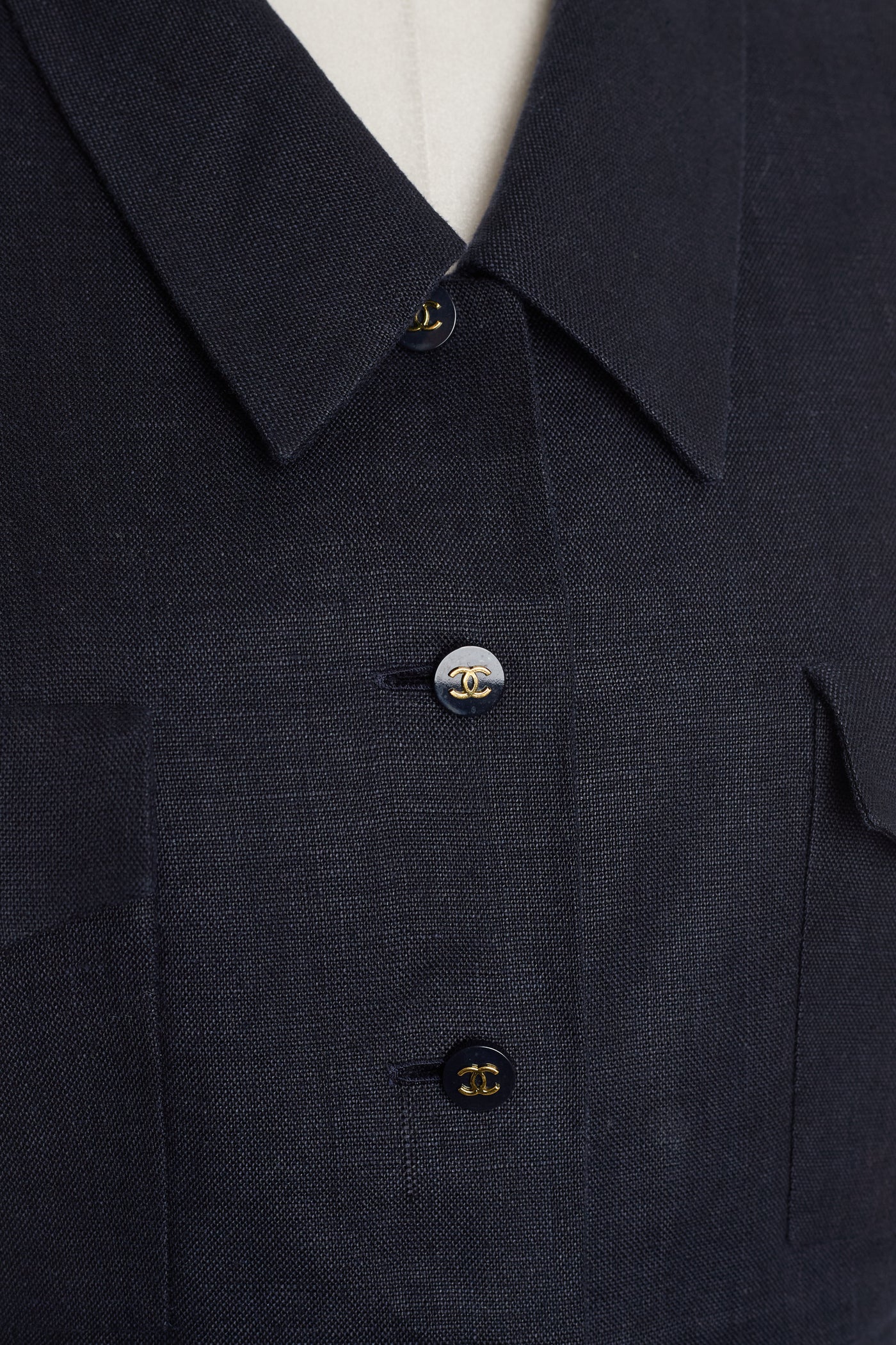 Chanel Vintage Navy Blue Linen Dress
