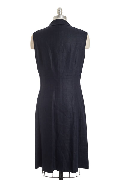 Chanel Vintage Navy Blue Linen Dress