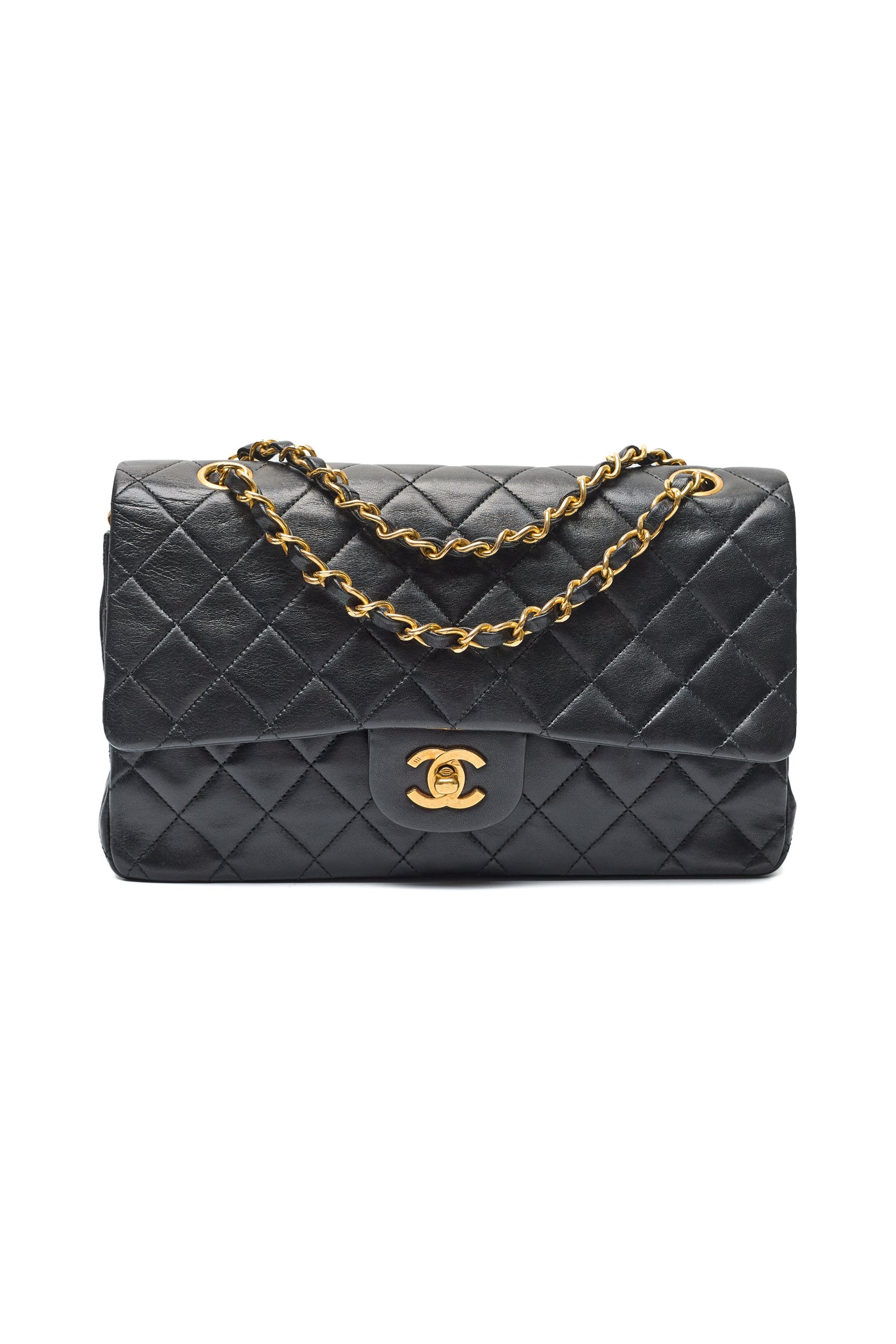 Chanel Classic Vintage Black Lambskin Medium Double Flap Bag