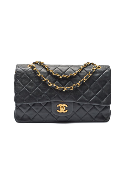 Chanel Classic Vintage Black Lambskin Medium Double Flap Bag