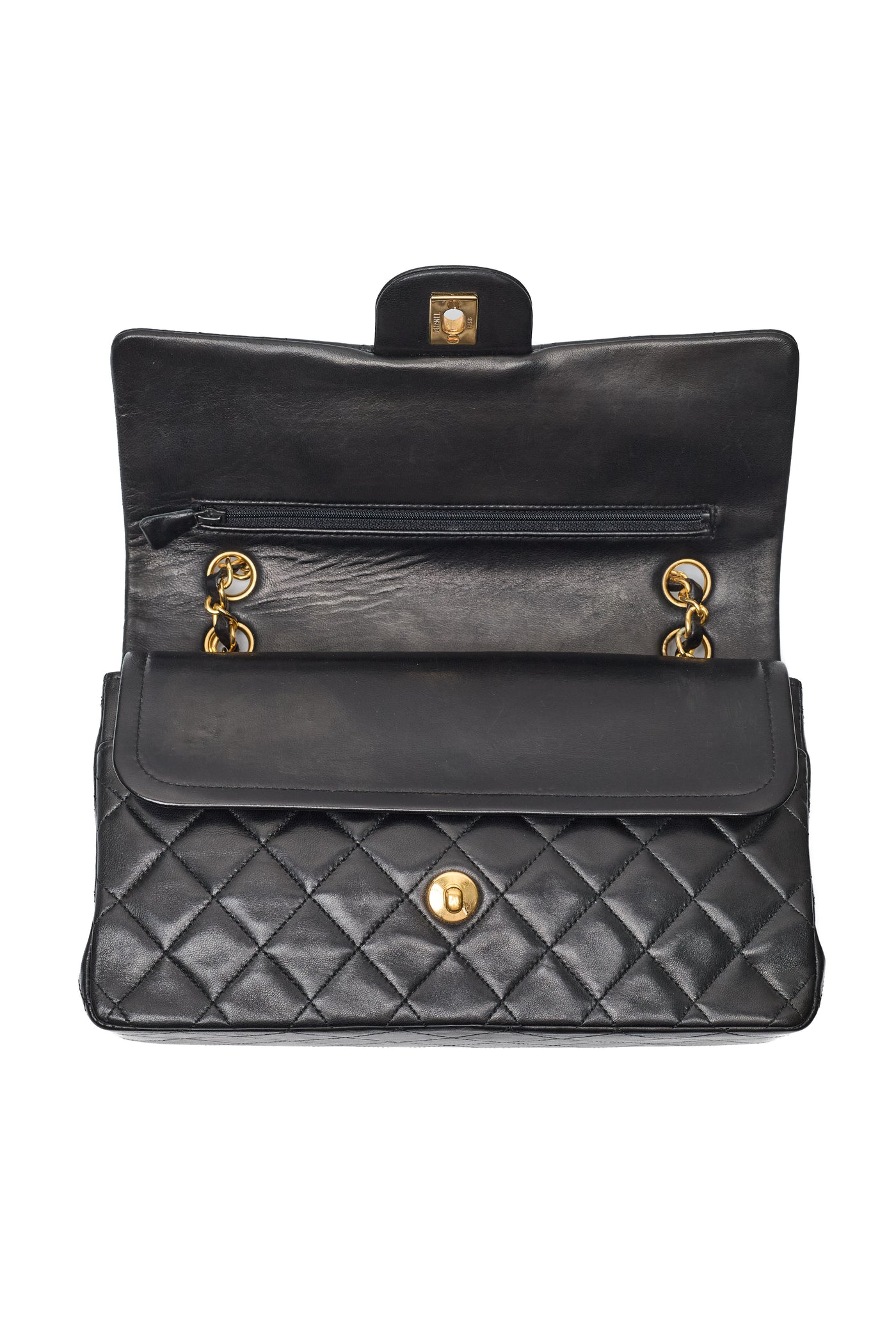 Chanel Classic Vintage Black Lambskin Medium Double Flap Bag