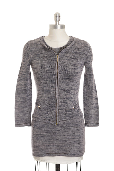 Chanel Blue Gray Knit Dress and Jacket Set