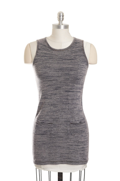 Chanel Blue Gray Knit Dress and Jacket Set