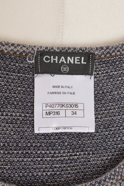 Chanel Blue Gray Knit Dress and Jacket Set