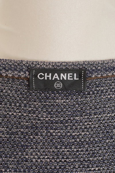 Chanel Blue Gray Knit Dress and Jacket Set