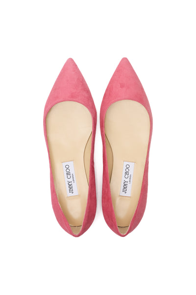 Jimmy Choo Alina Suede Dragon Fruit Flats Size 38.5