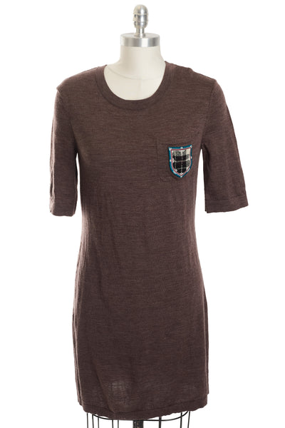 Chanel Brown Wool CC Patch Pocket Dress