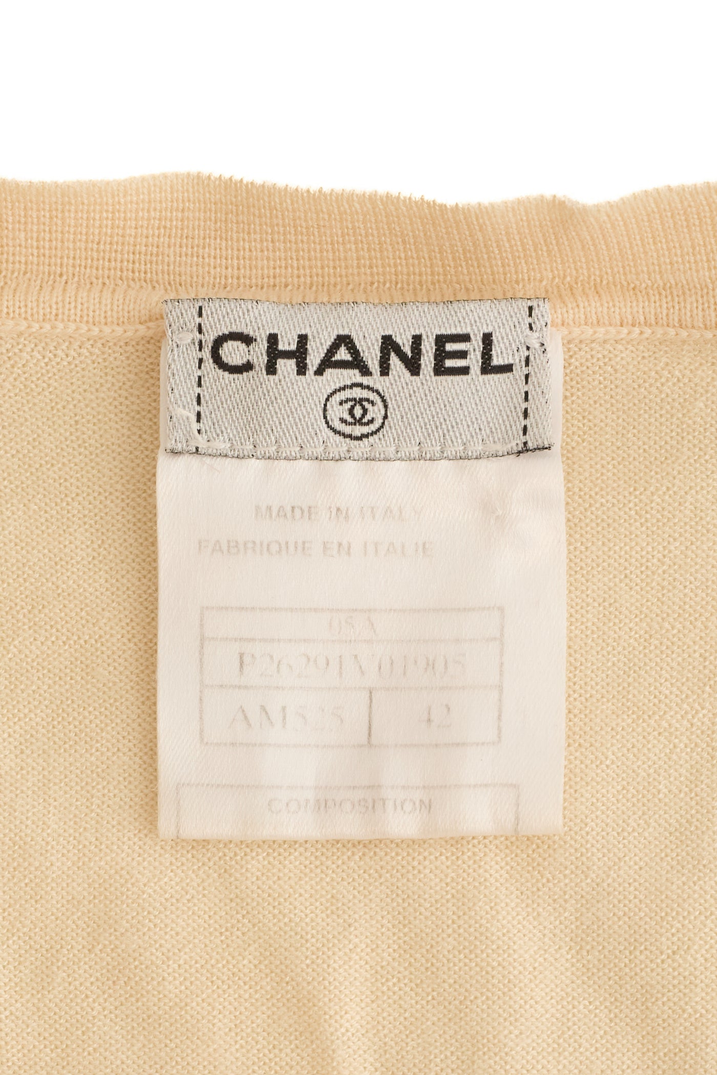 Chanel Vintage Cream Cashmere CC Pocket Shirt
