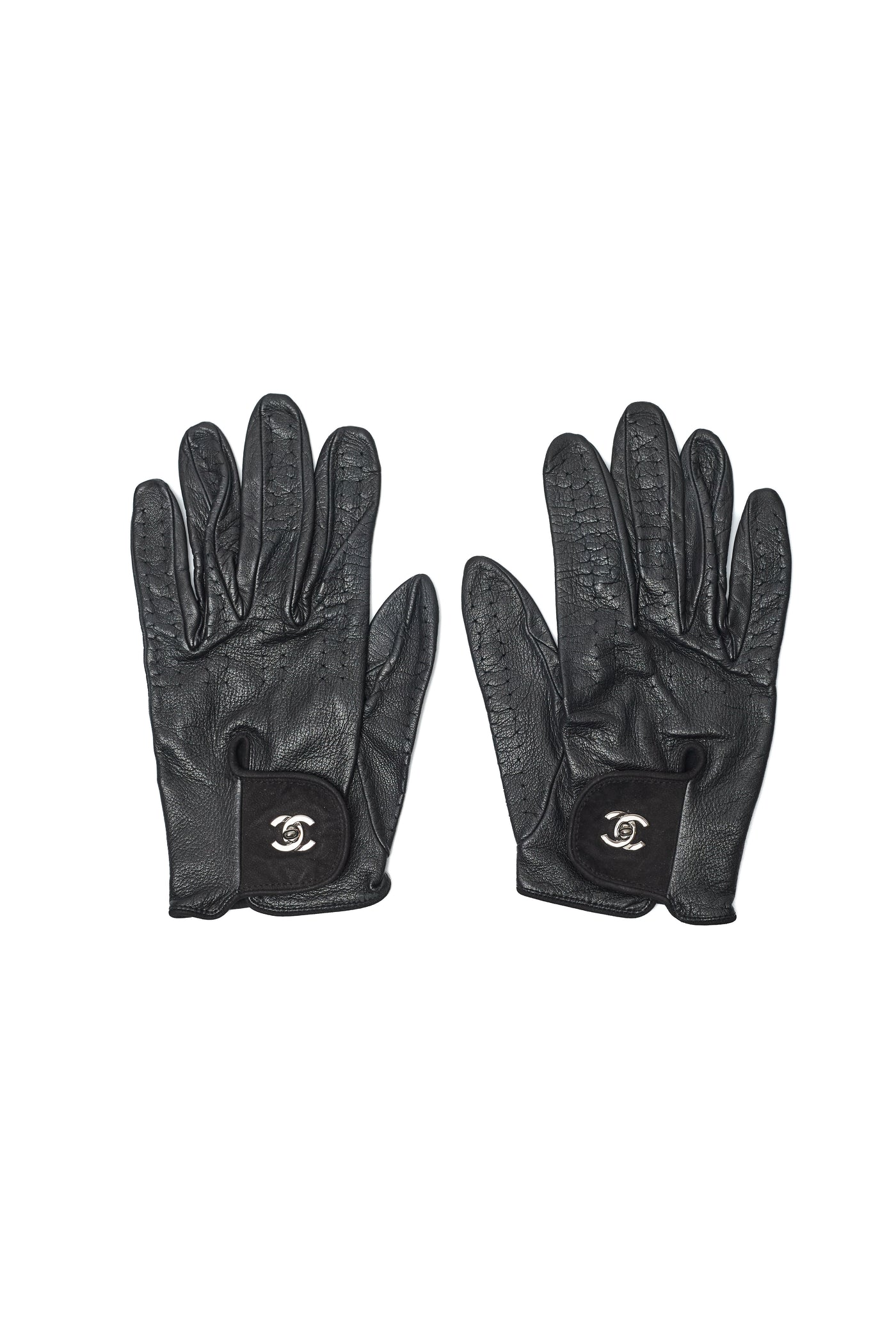 Chanel Turnlock CC Black Leather Gloves