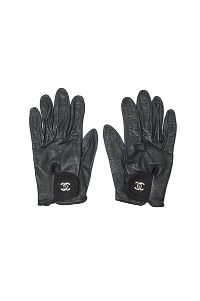 Chanel Turnlock CC Black Leather Gloves