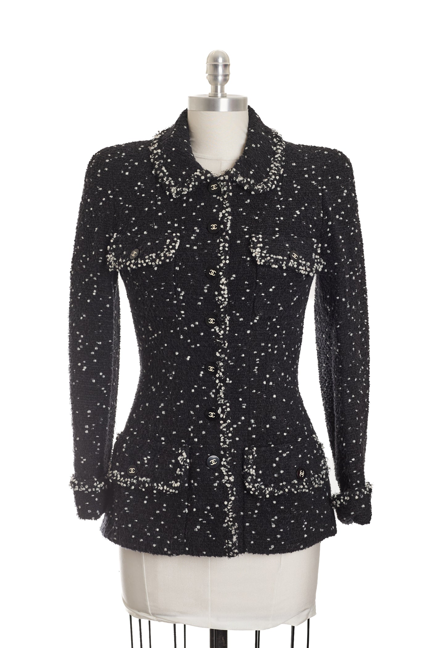 Chanel 1995 Fall/Winter Runway Black Boucle Jacket