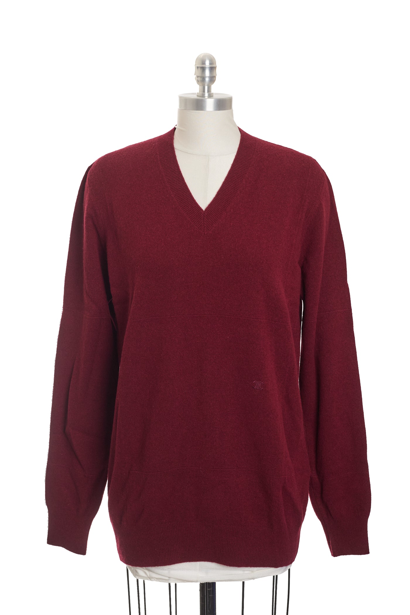 Celine Vintage Red V-Neck Sweater