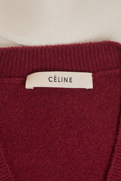 Celine Vintage Red V-Neck Sweater