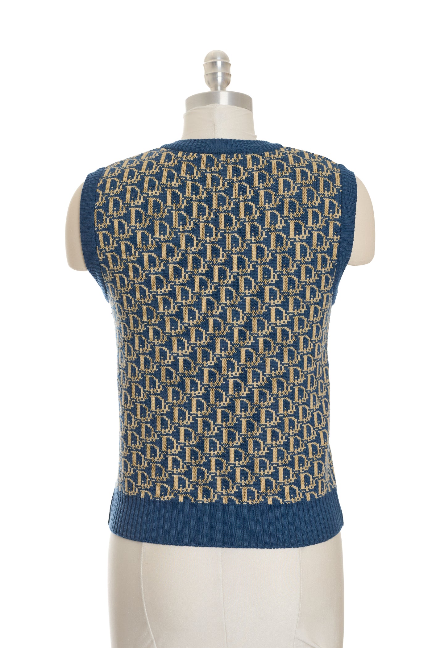 Dior Vintage Blue and Beige Monogram Sweater Vest