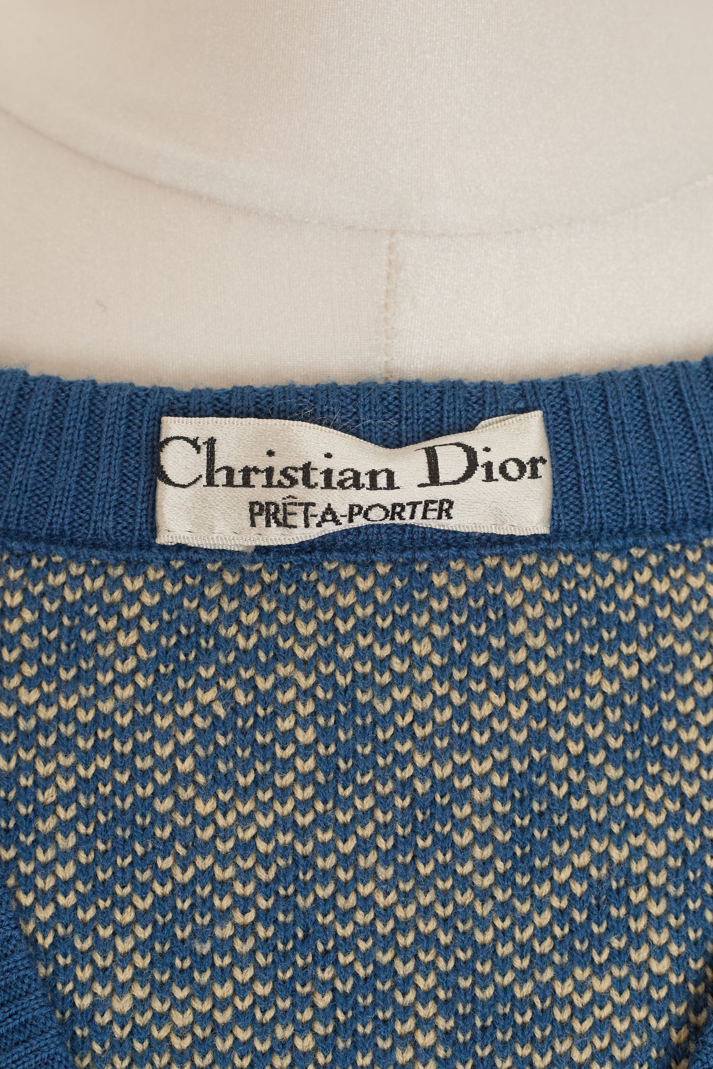 Dior Vintage Blue and Beige Monogram Sweater Vest