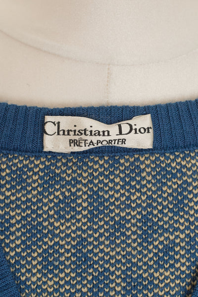 Dior Vintage Blue and Beige Monogram Sweater Vest