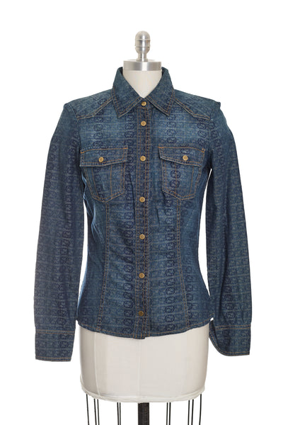 Gucci Denim Monogram Button Up