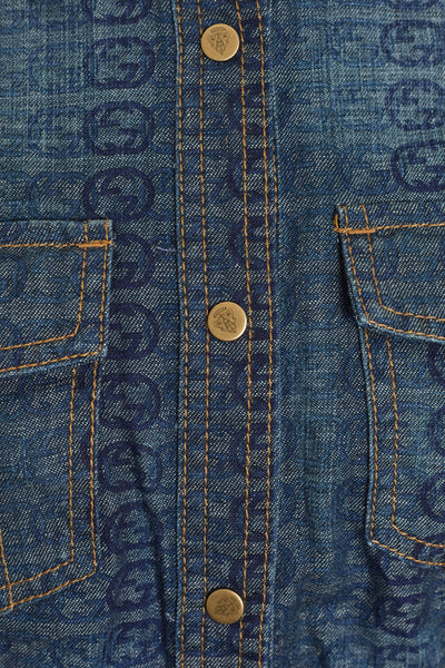 Gucci Denim Monogram Button Up