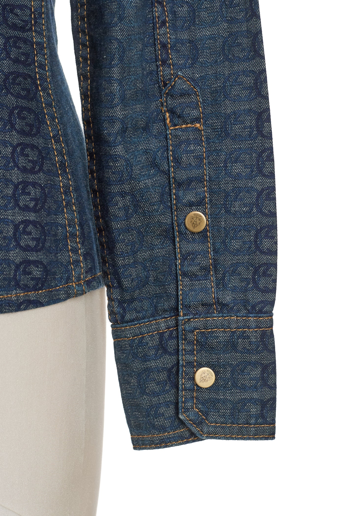 Gucci Denim Monogram Button Up