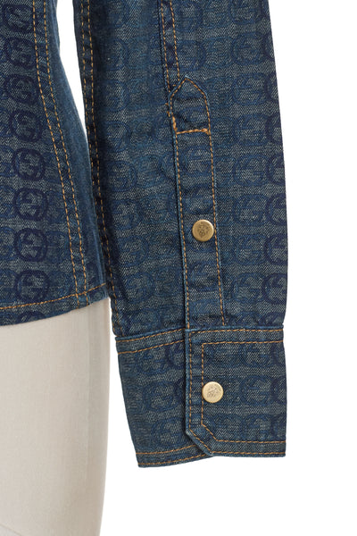 Gucci Denim Monogram Button Up