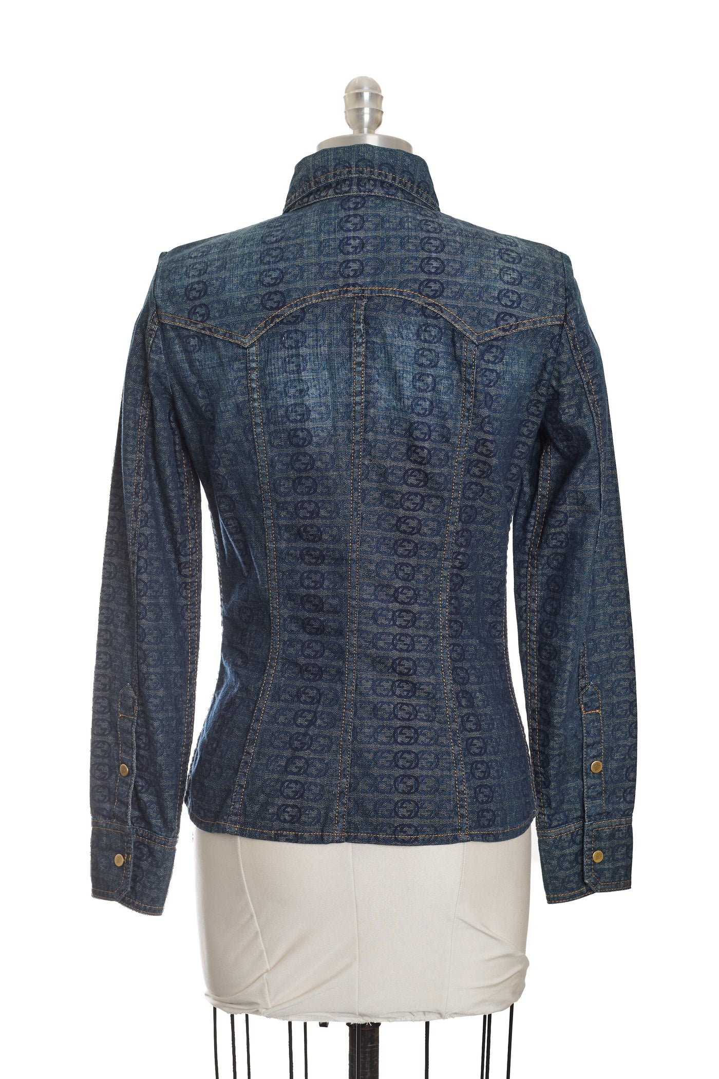Gucci Denim Monogram Button Up