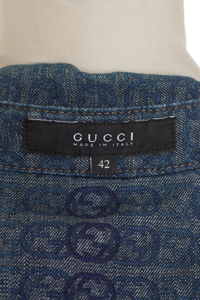 Gucci Denim Monogram Button Up