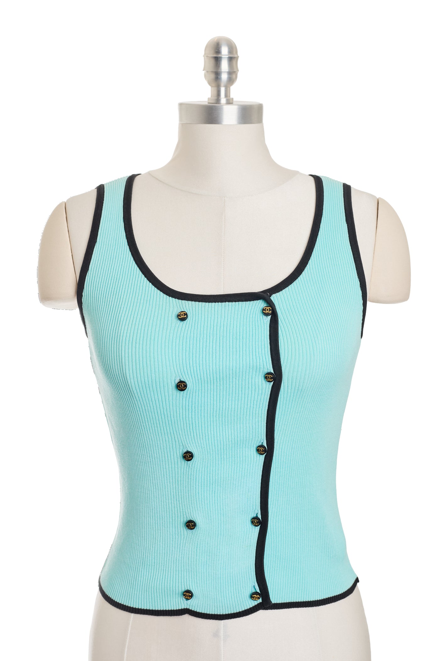 Chanel Vintage 1995 Blue Cotton Tank Top