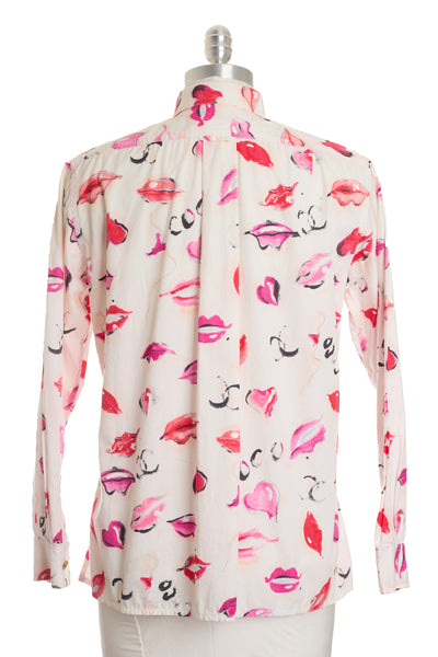 Chanel Vintage 1995 Runway Lips Print Button Up