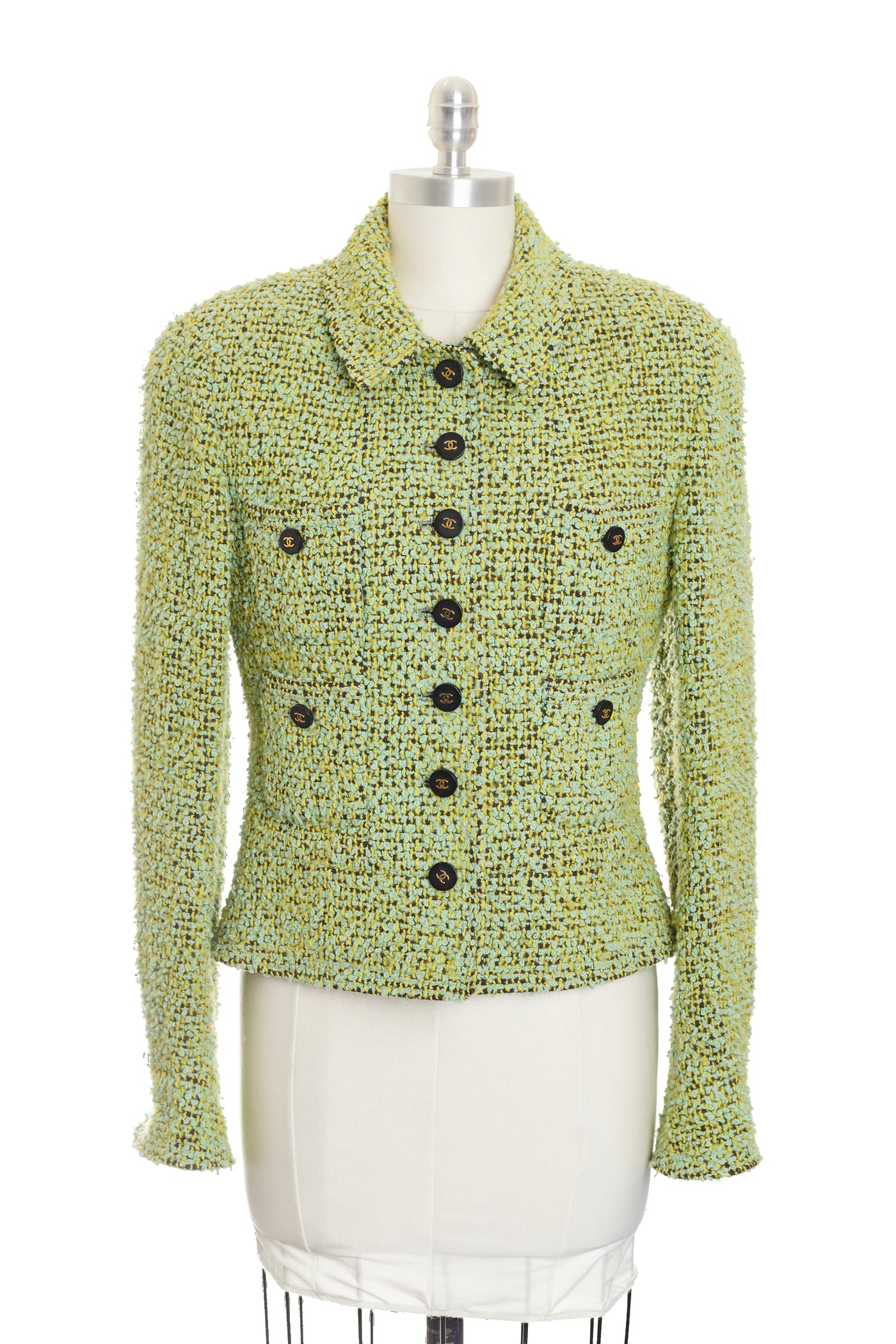 Chanel Vintage 1994 FW Runway Green Tweed Jacket