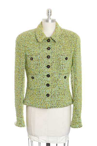 Chanel Vintage 1994 FW Runway Green Tweed Jacket