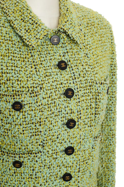 Chanel Vintage 1994 FW Runway Green Tweed Jacket