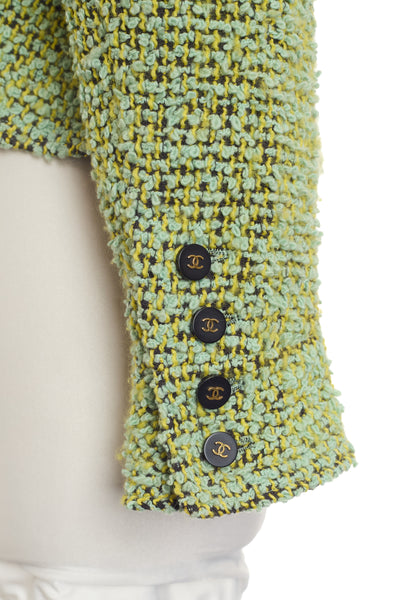 Chanel Vintage 1994 FW Runway Green Tweed Jacket