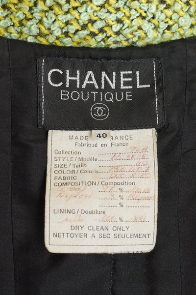 Chanel Vintage 1994 FW Runway Green Tweed Jacket