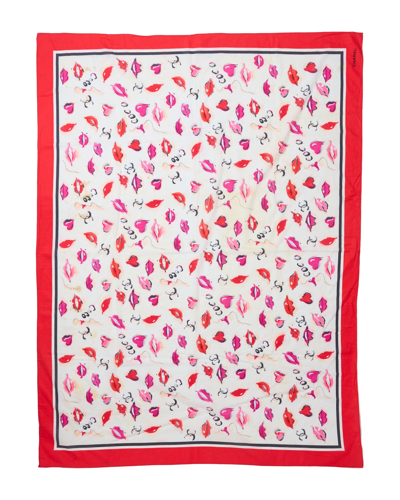 Chanel Vintage 1995 Runway Lip Print Scarf