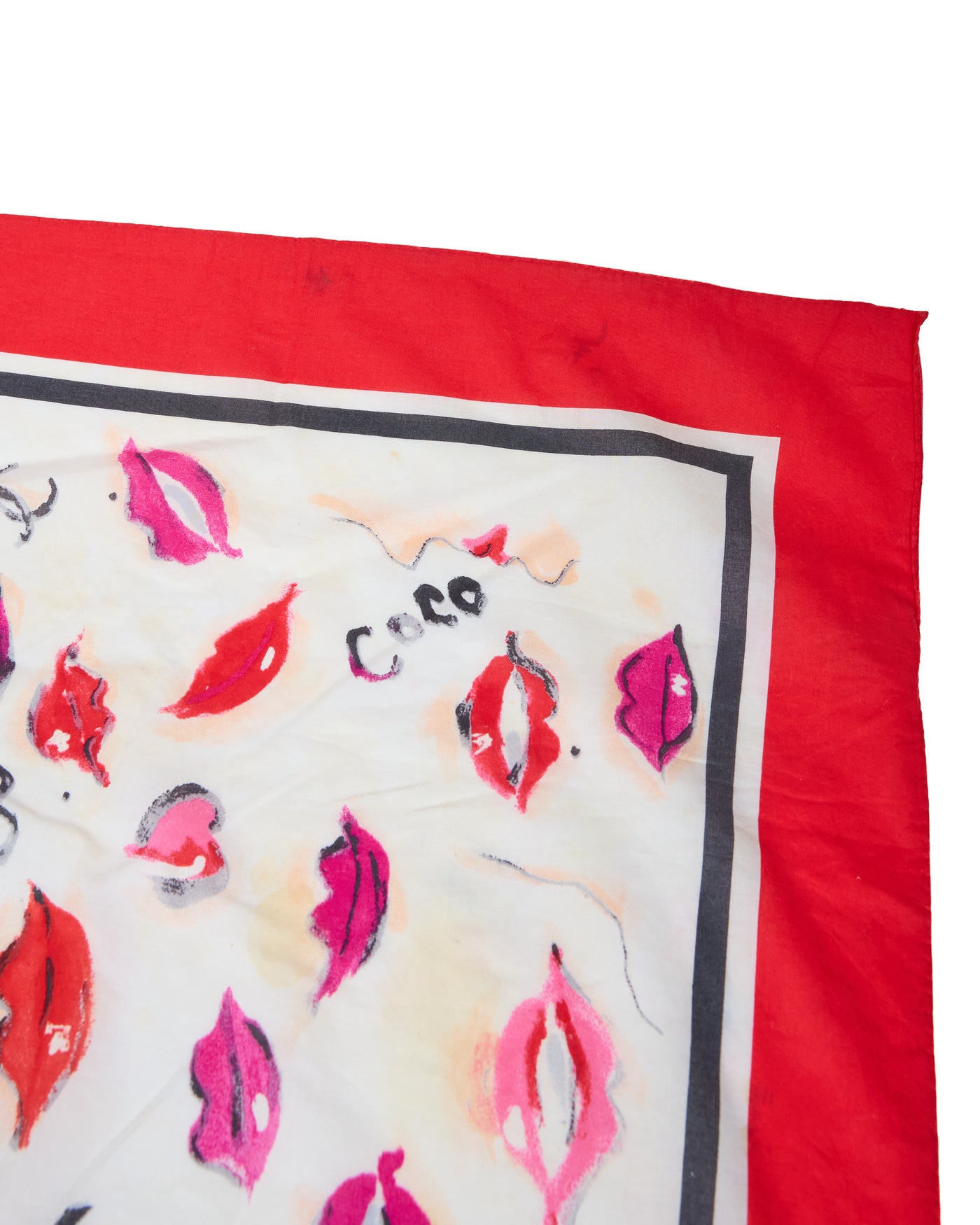 Chanel Vintage 1995 Runway Lip Print Scarf