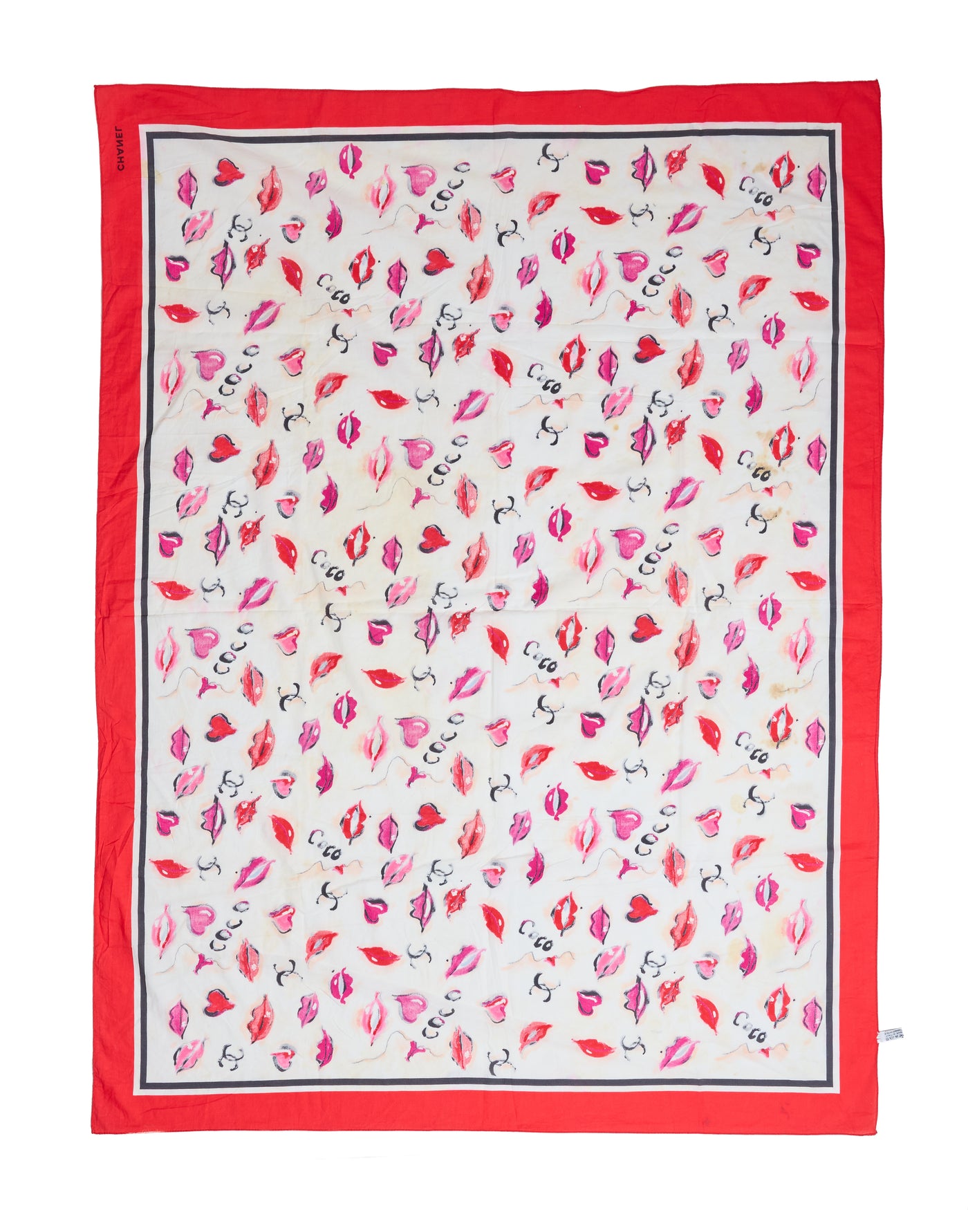Chanel Vintage 1995 Runway Lip Print Scarf
